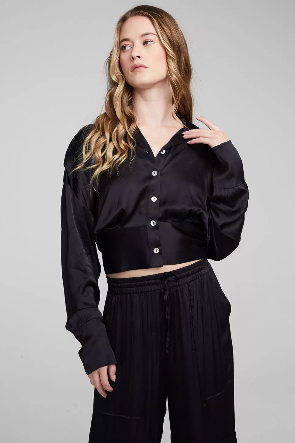 Chaser Brand Agnes Shadow Black Blouse Shop