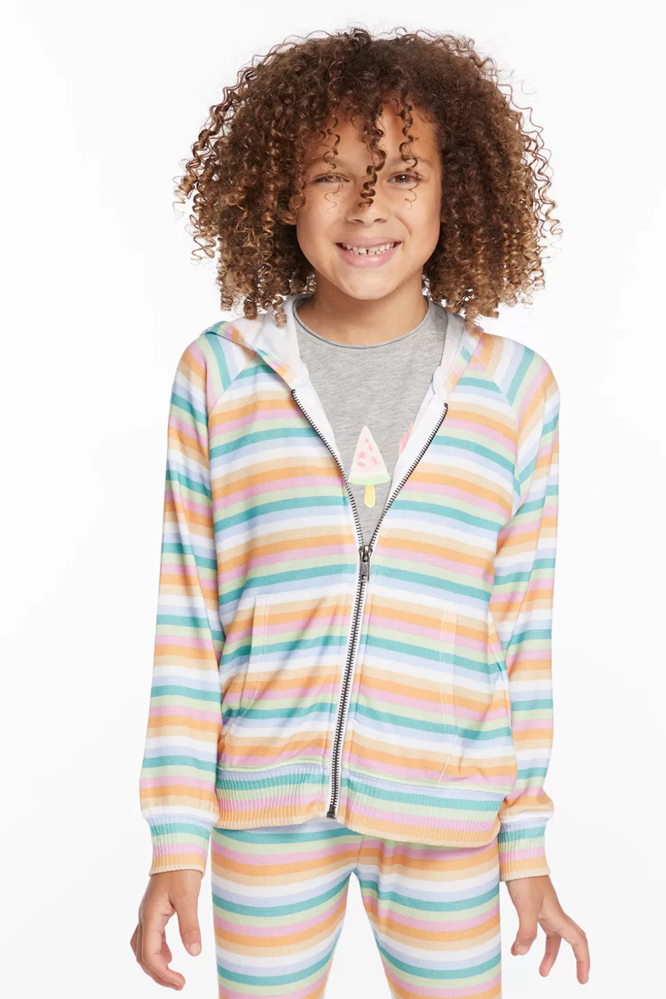 Chaser Brand Alana Sunset Stripe Girls Zip Up Hoodie Best Sale