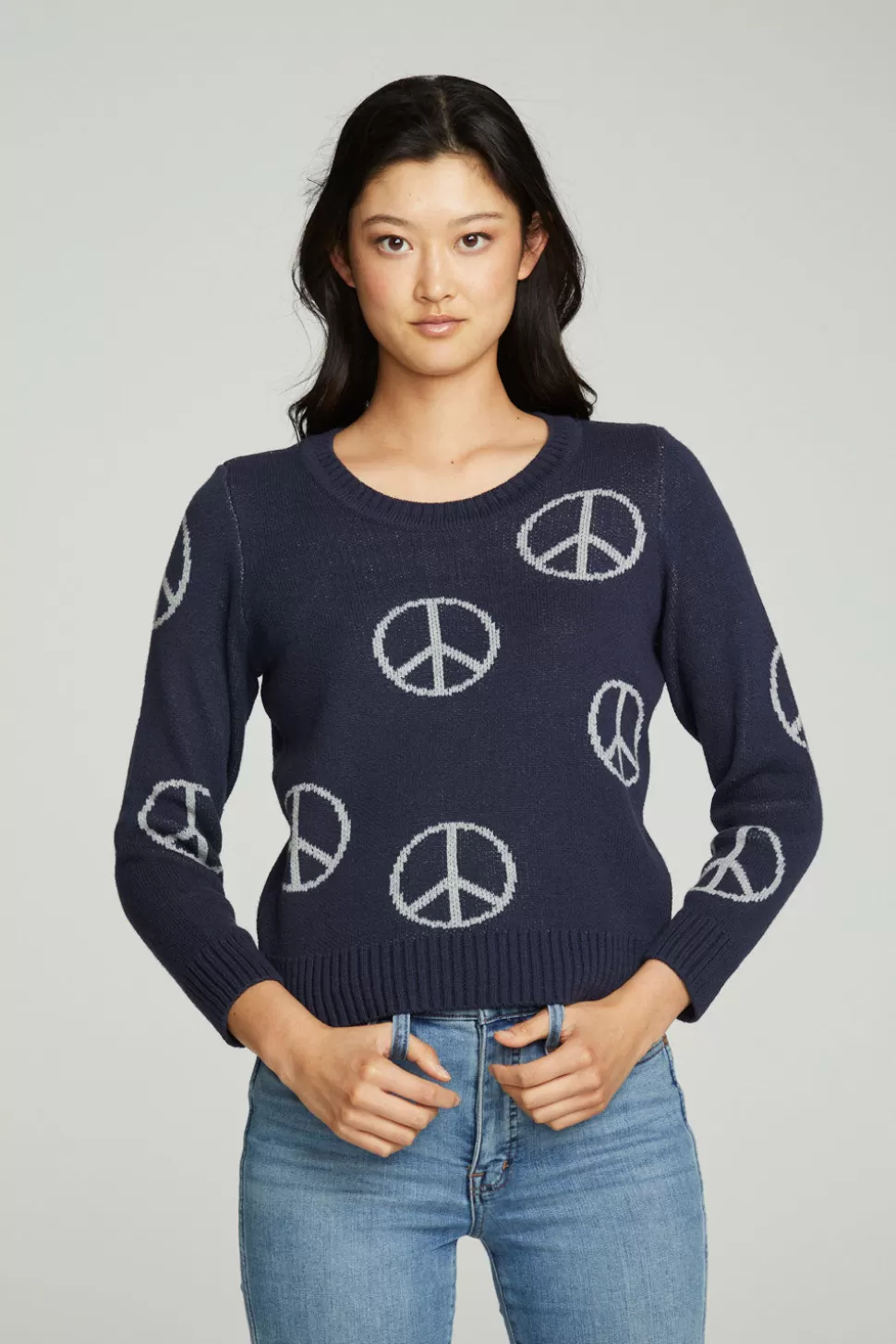 Chaser Brand All Over Peace Intarsia Sweater Clearance