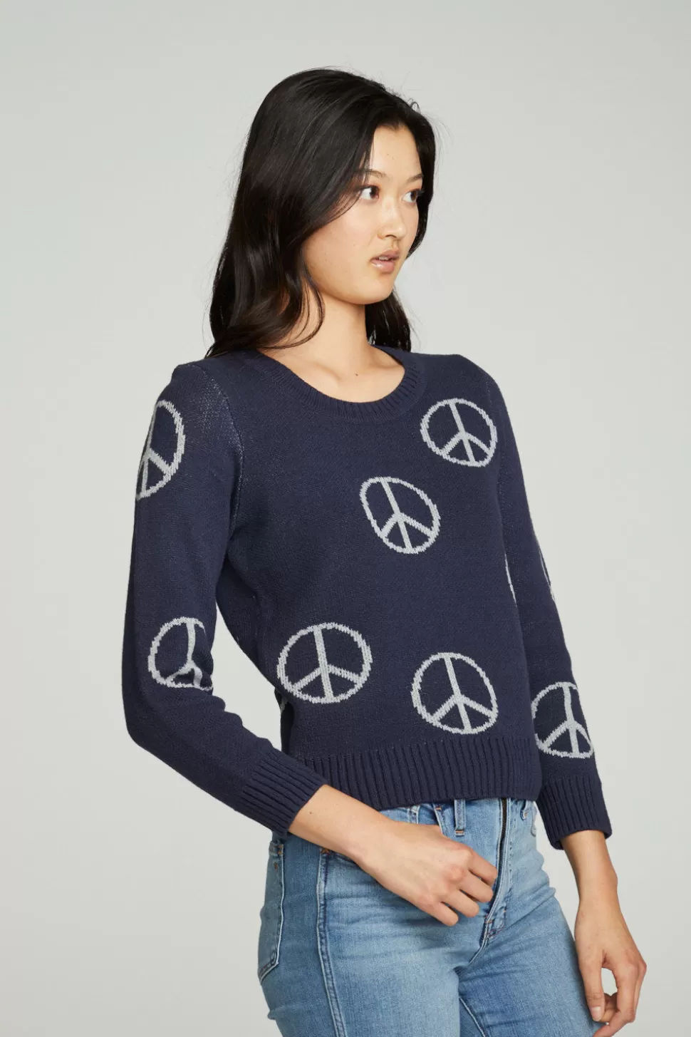 Chaser Brand All Over Peace Intarsia Sweater Clearance