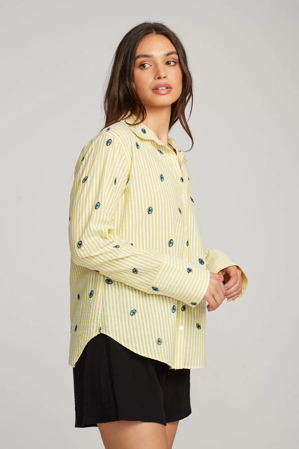 Chaser Brand Allover Eye Button Down Flash Sale