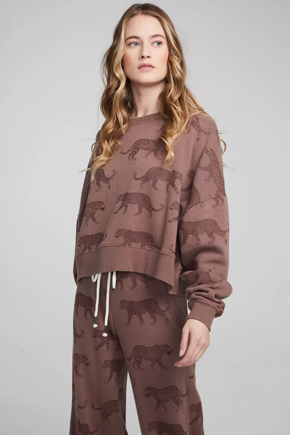 Chaser Brand Allover Leopards Fleece Pullover Cheap