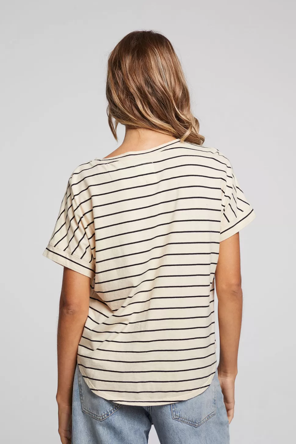 Chaser Brand Amber Black And Sand Stripe Tee Best