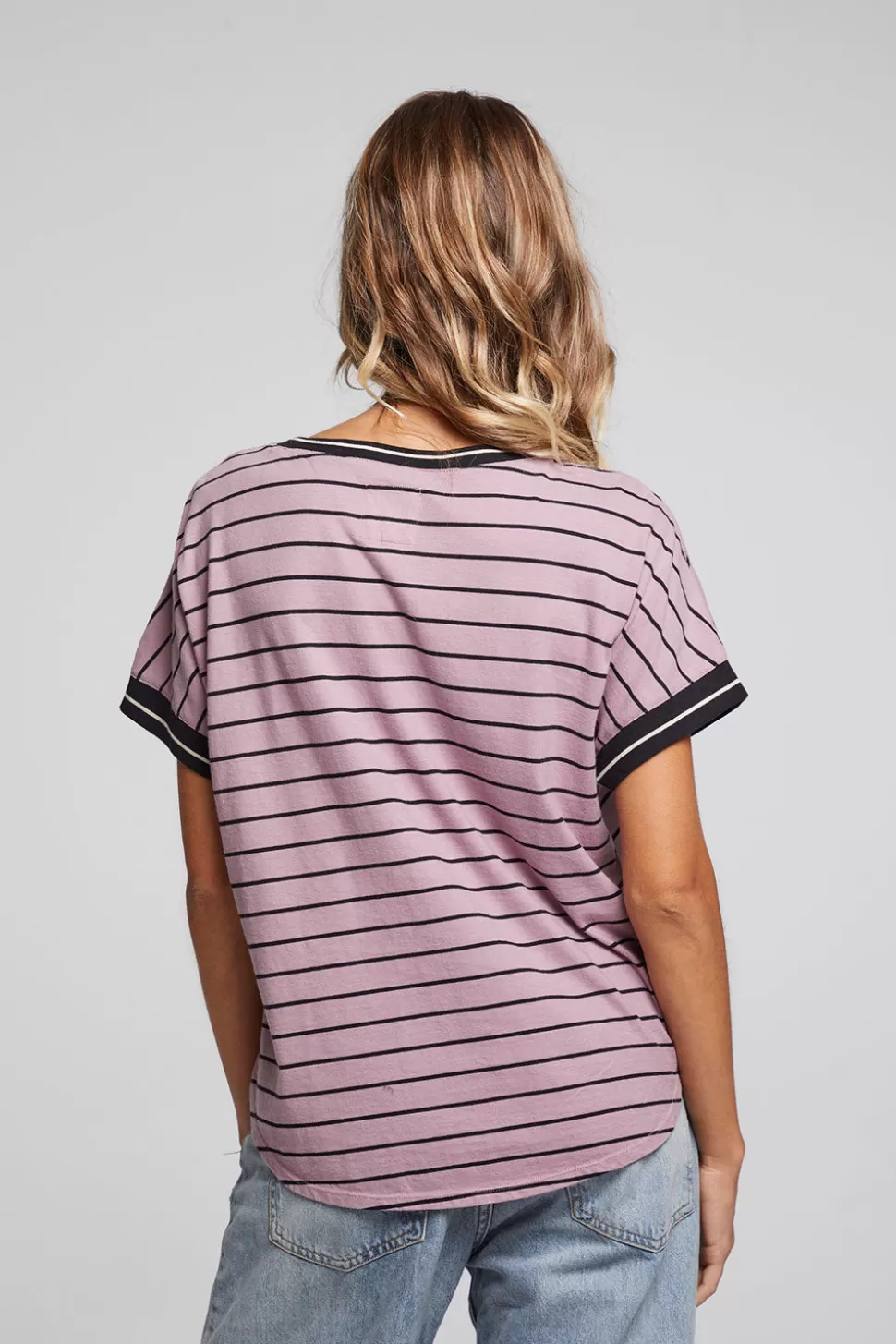 Chaser Brand Amber Stripe Mix Tee New