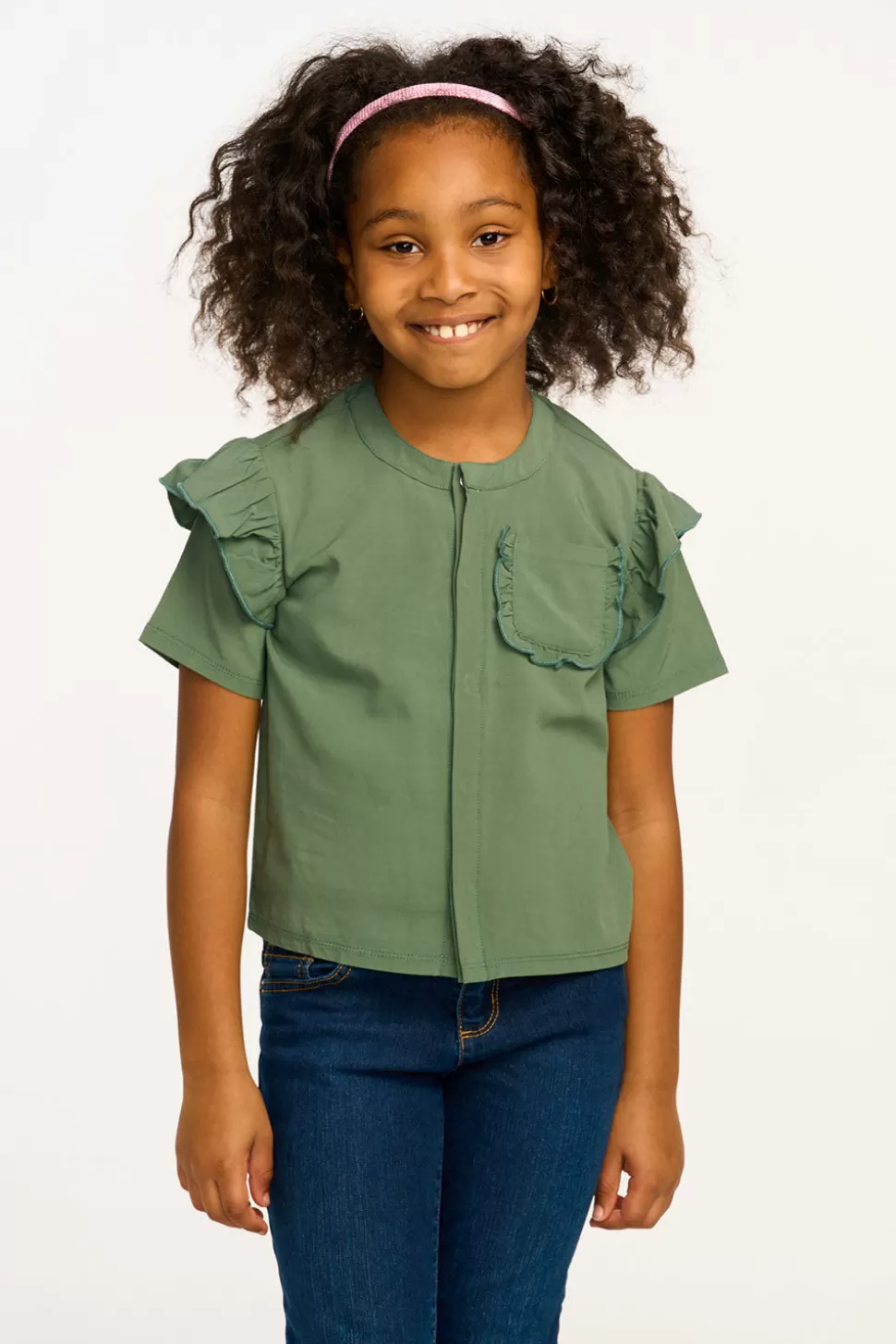 Chaser Brand Anise Dark Forest Ruffle Top Clearance