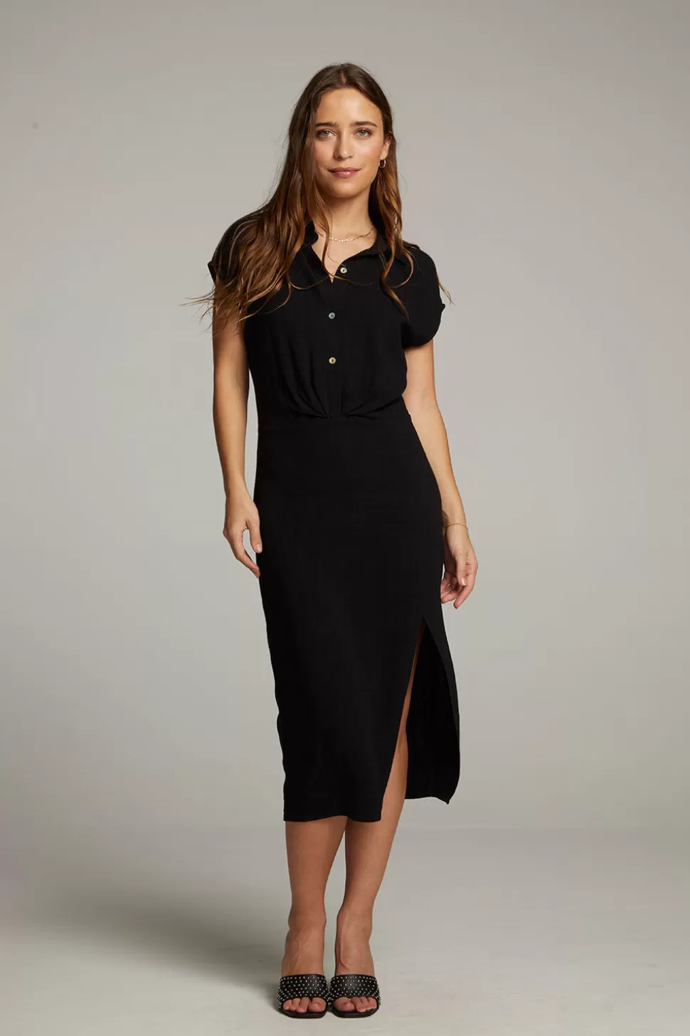 Chaser Brand Atlantic True Black Midi Dress Flash Sale