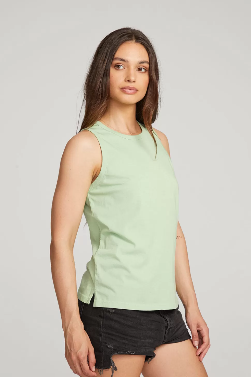 Chaser Brand Basic Quiet Green Slit Tank New