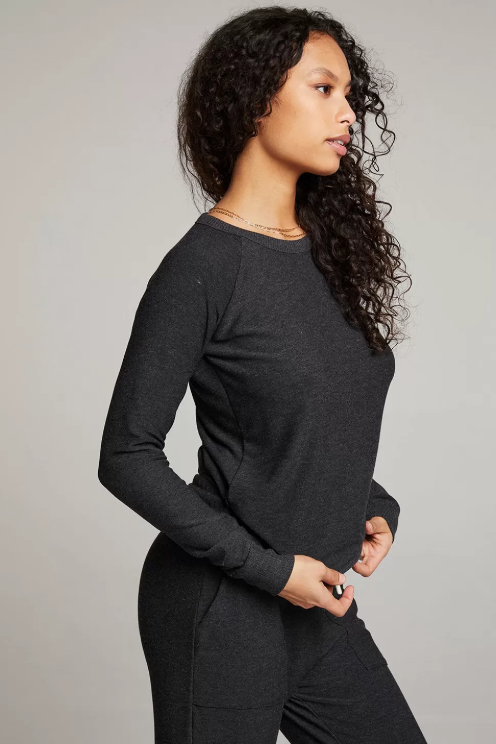 Chaser Brand Black Long Sleeve Raglan Pullover Fashion