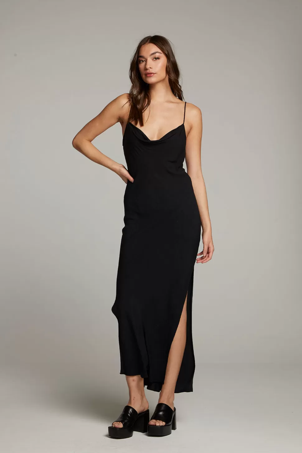 Chaser Brand Bleeker Licorice Slip Dress Flash Sale