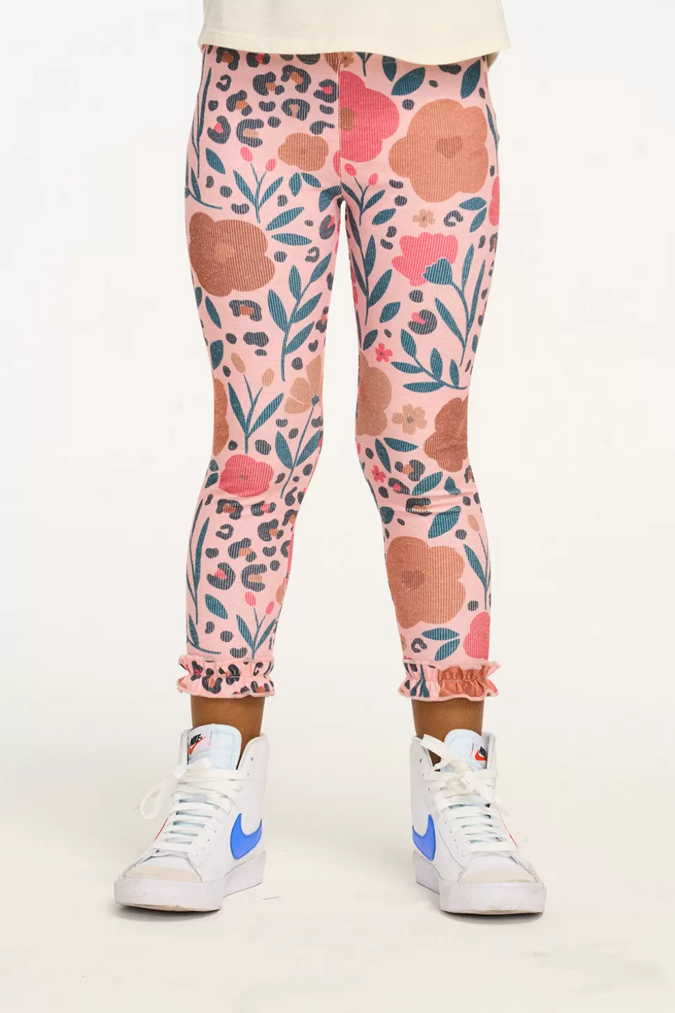 Chaser Brand Bottom Ruffle Floral & Leopard Print Legging Outlet