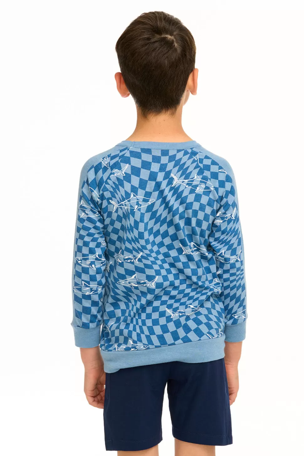 Chaser Brand Boy's Checkered Shark Raglan Pullover Online