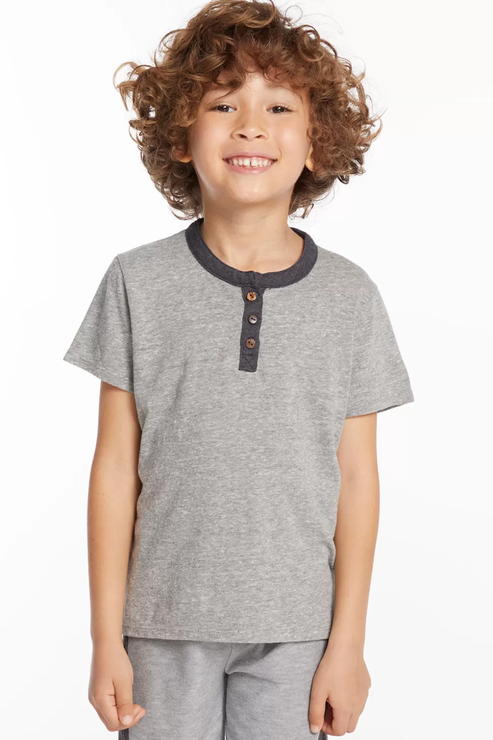 Chaser Brand Boys Heather Grey Short Sleeve Henley Online