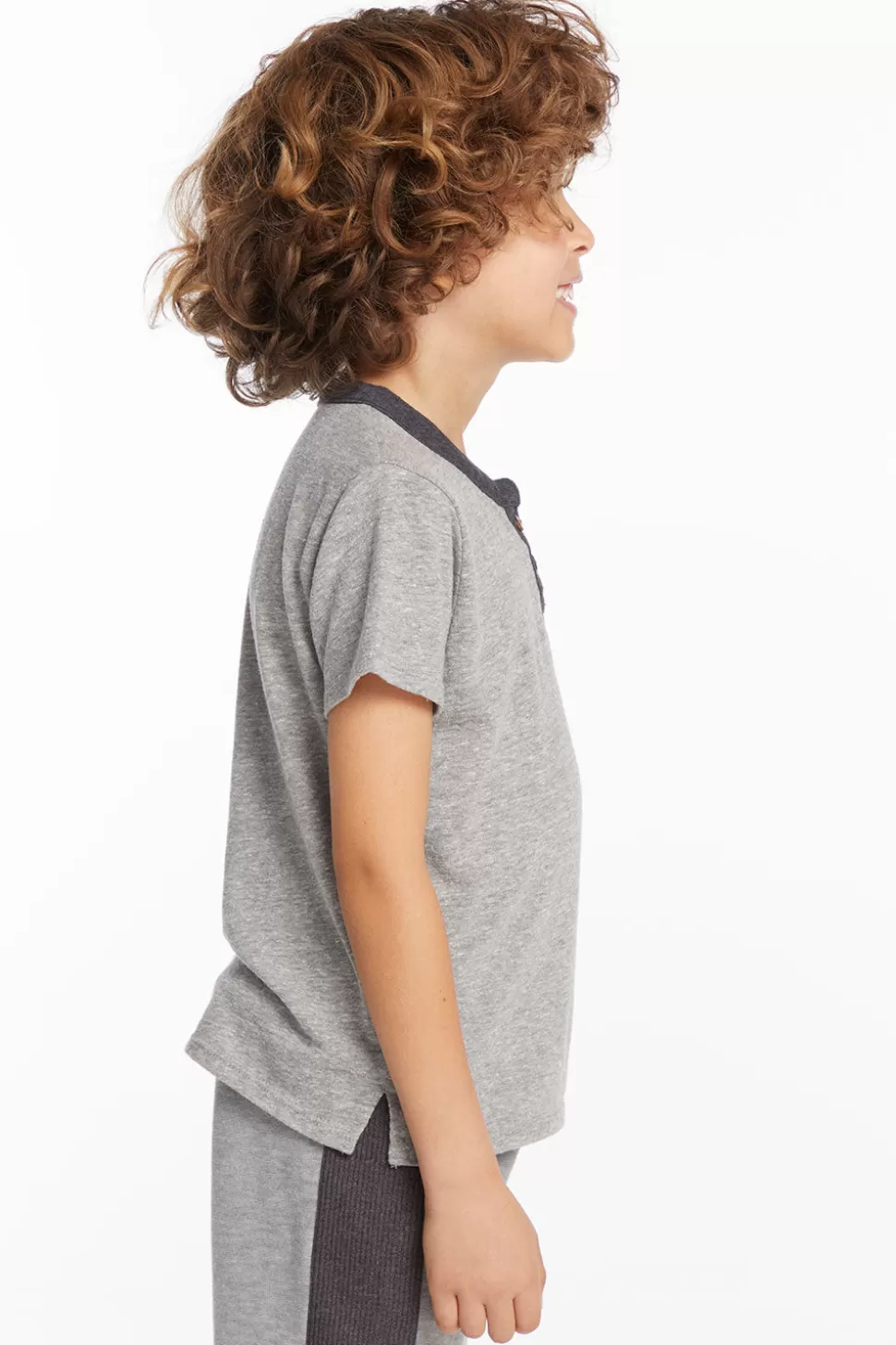 Chaser Brand Boys Heather Grey Short Sleeve Henley Online