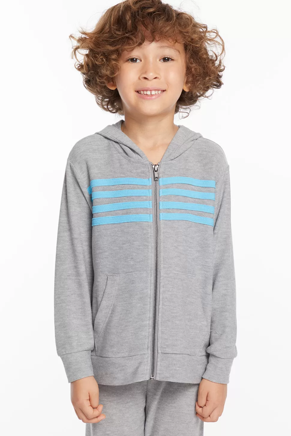 Chaser Brand Boys Heather Grey Zip Up Hoodie With Strapping Sale