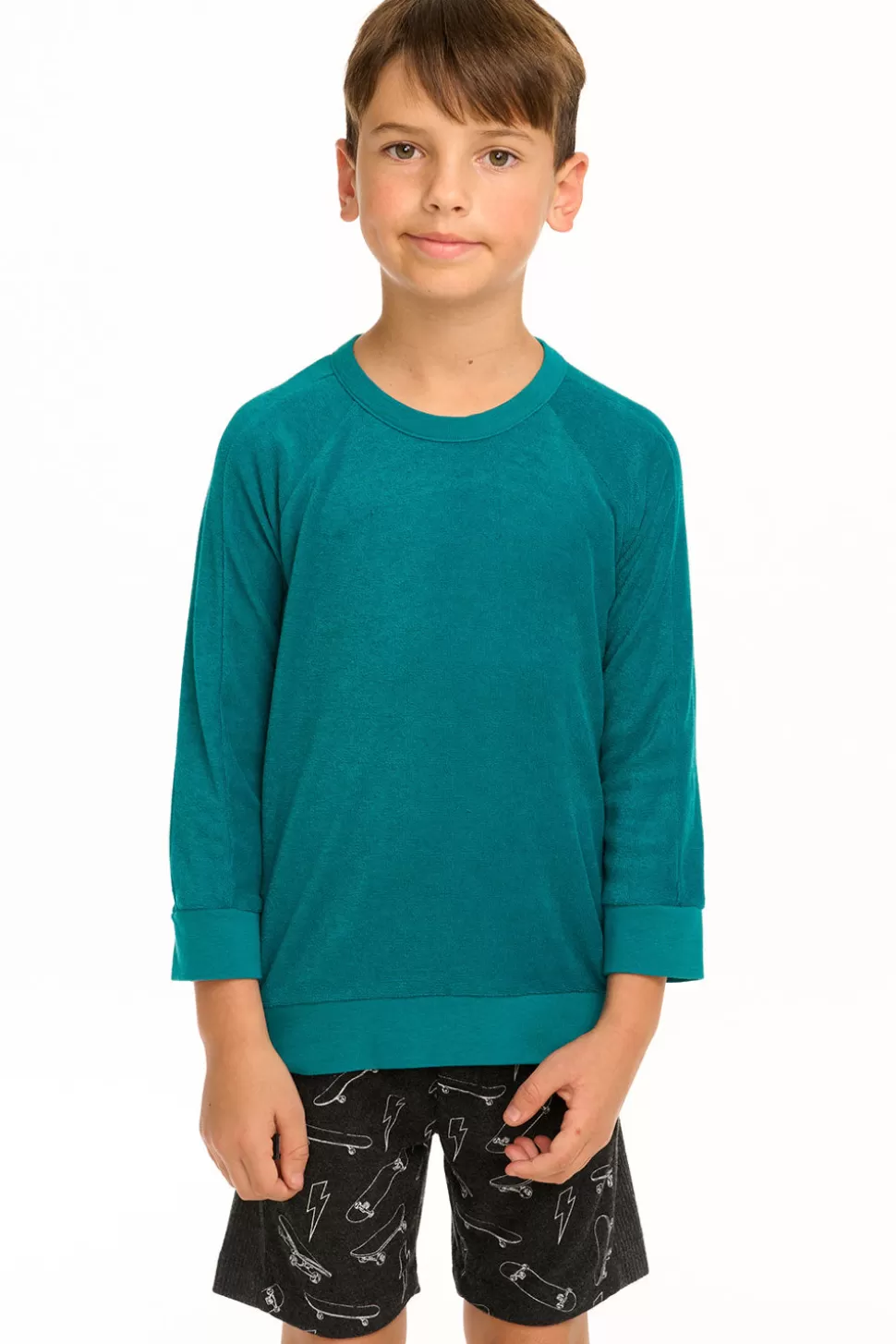 Chaser Brand Boy's Lake Green Raglan Pullover Flash Sale