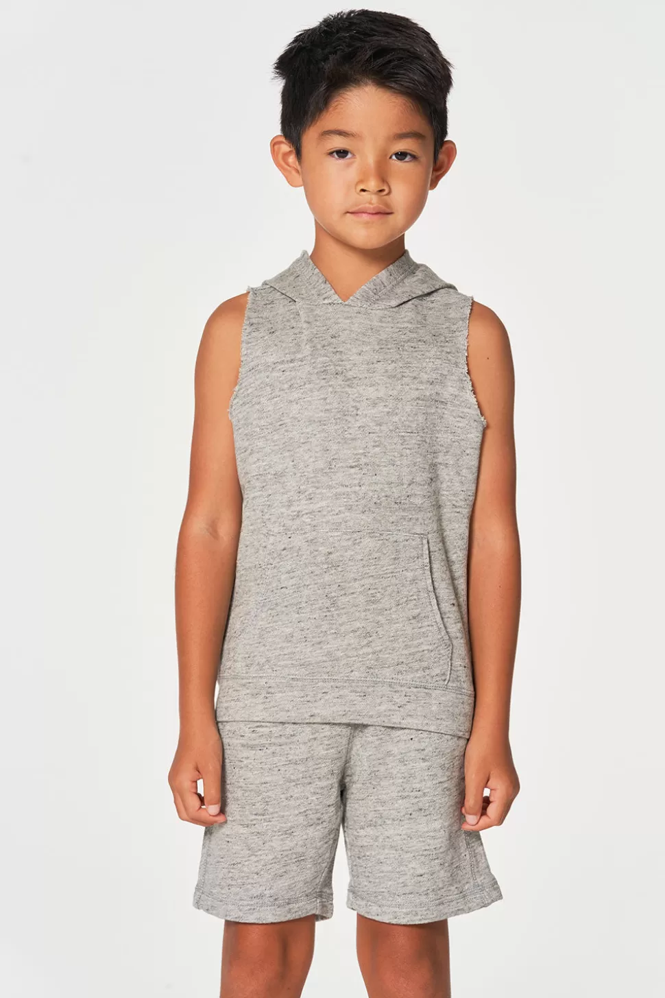 Chaser Brand Boys Linen French Terry Sleeveless Muscle Pullover Hoodie Flash Sale