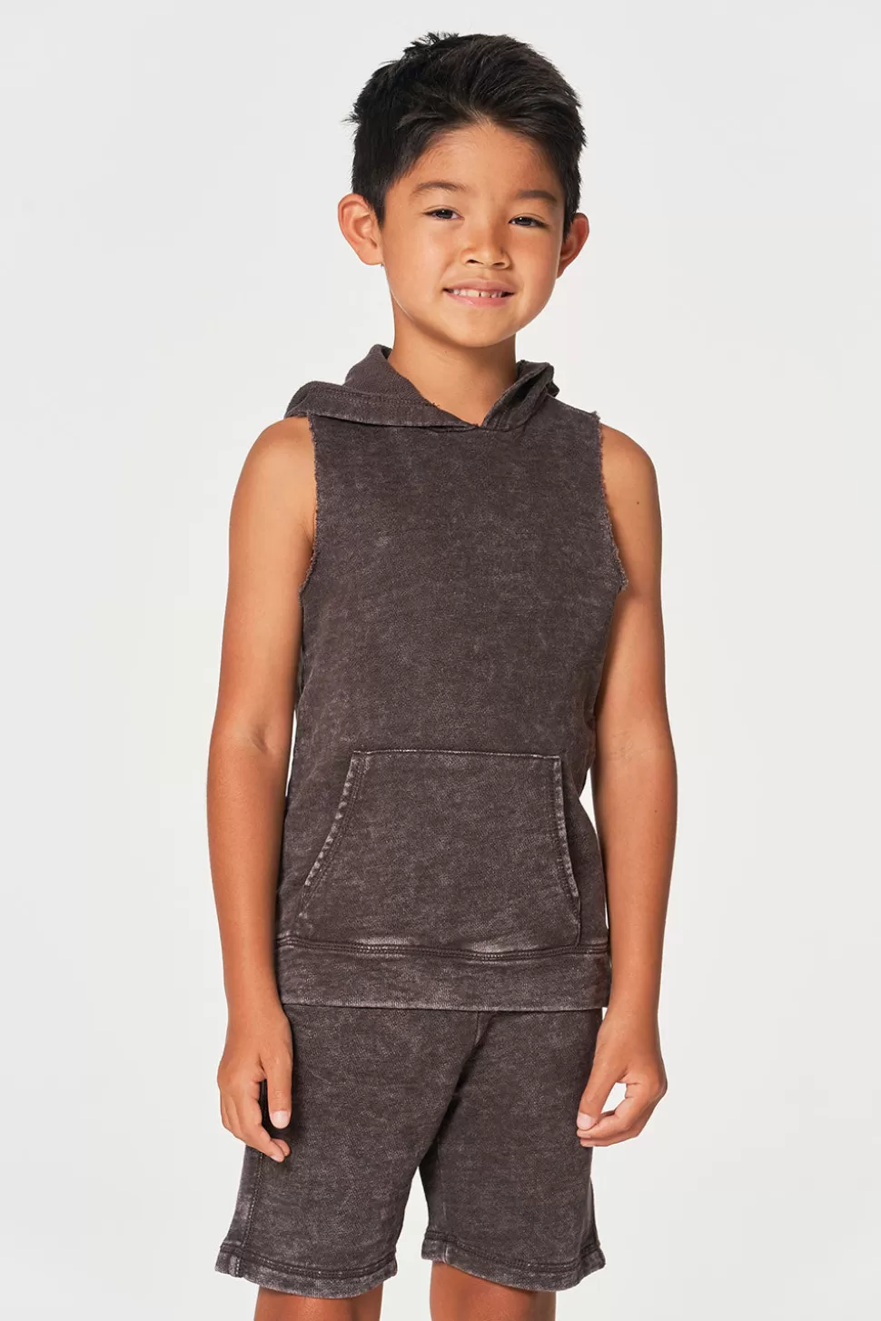 Chaser Brand Boys Linen French Terry Sleeveless Muscle Pullover Hoodie Hot