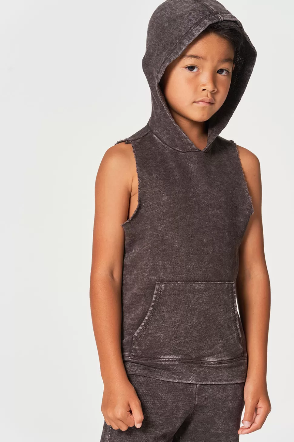 Chaser Brand Boys Linen French Terry Sleeveless Muscle Pullover Hoodie Hot