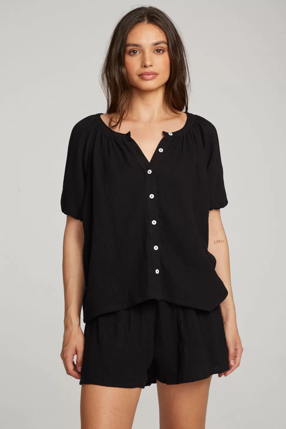 Chaser Brand Brentwood Licorice Blouse Flash Sale