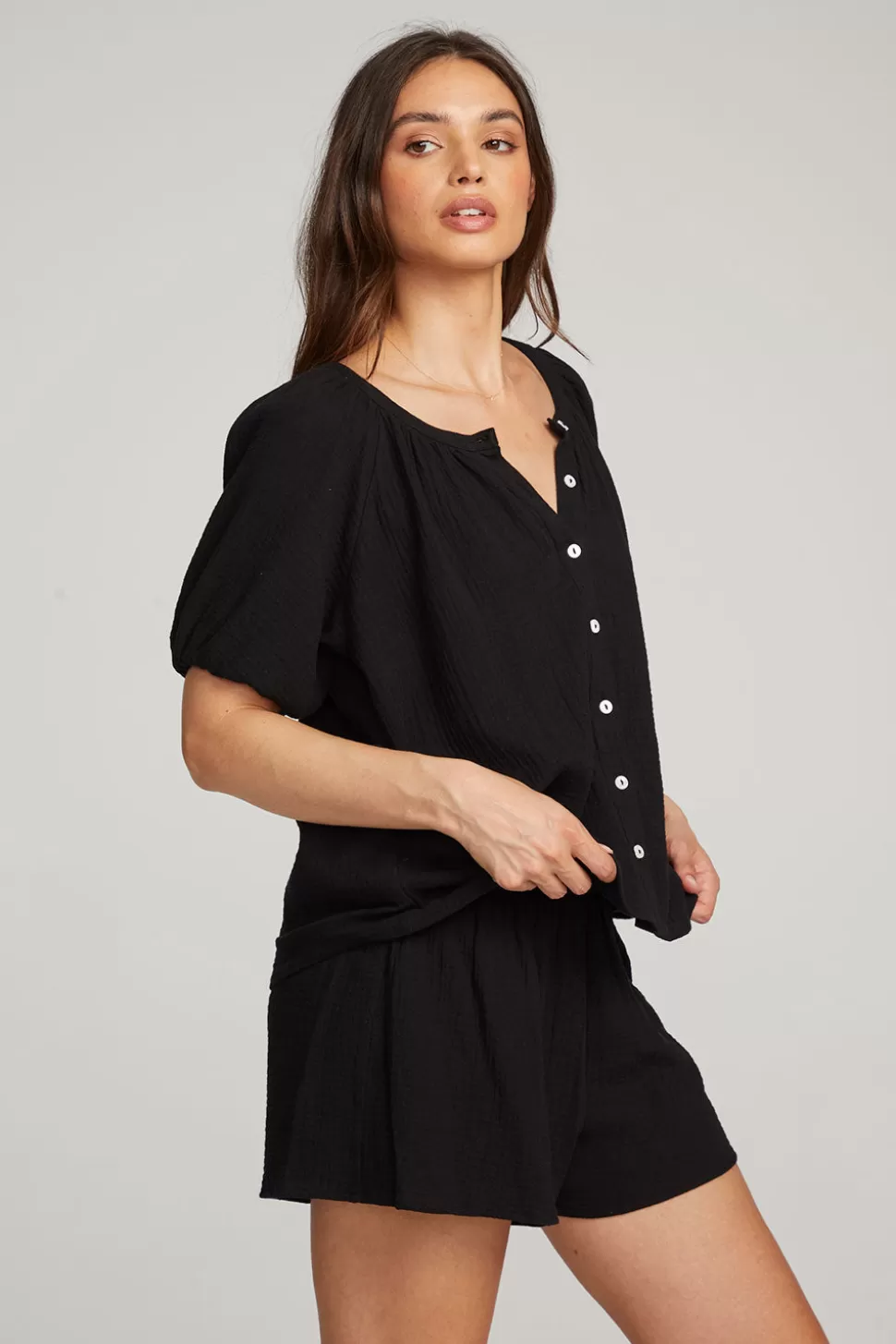 Chaser Brand Brentwood Licorice Blouse Flash Sale