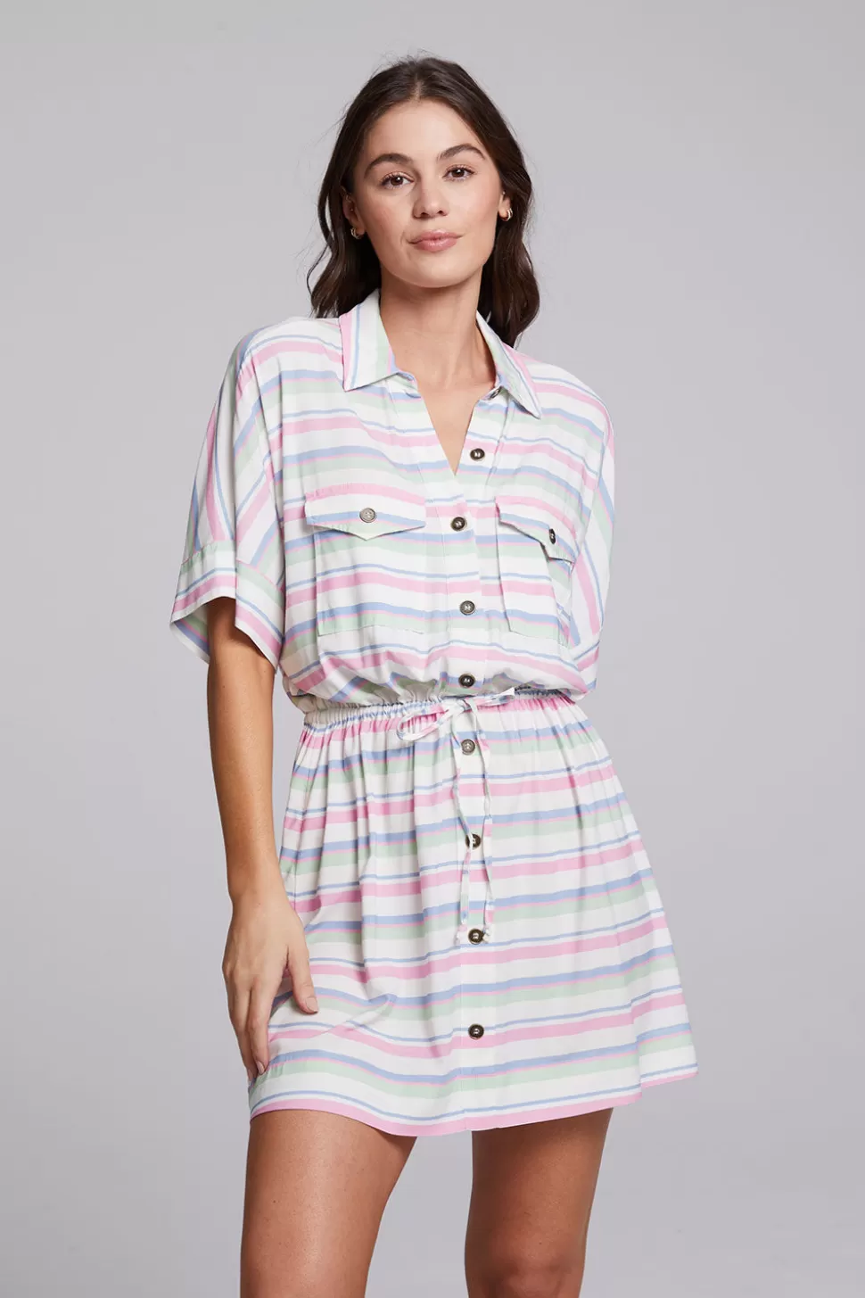 Chaser Brand Carmela Positano Stripe Mini Dress New