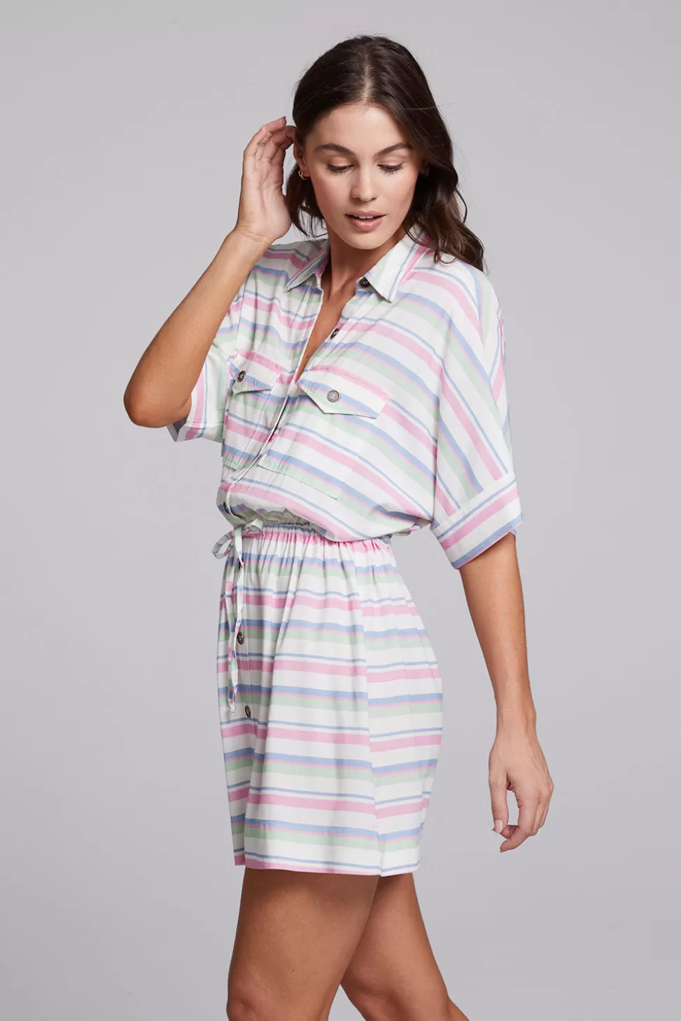 Chaser Brand Carmela Positano Stripe Mini Dress New