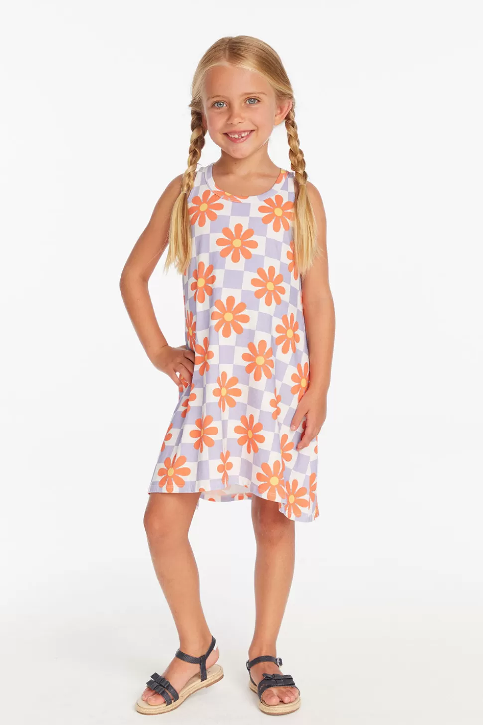 Chaser Brand Checkered Floral Girls Tank Dress Online