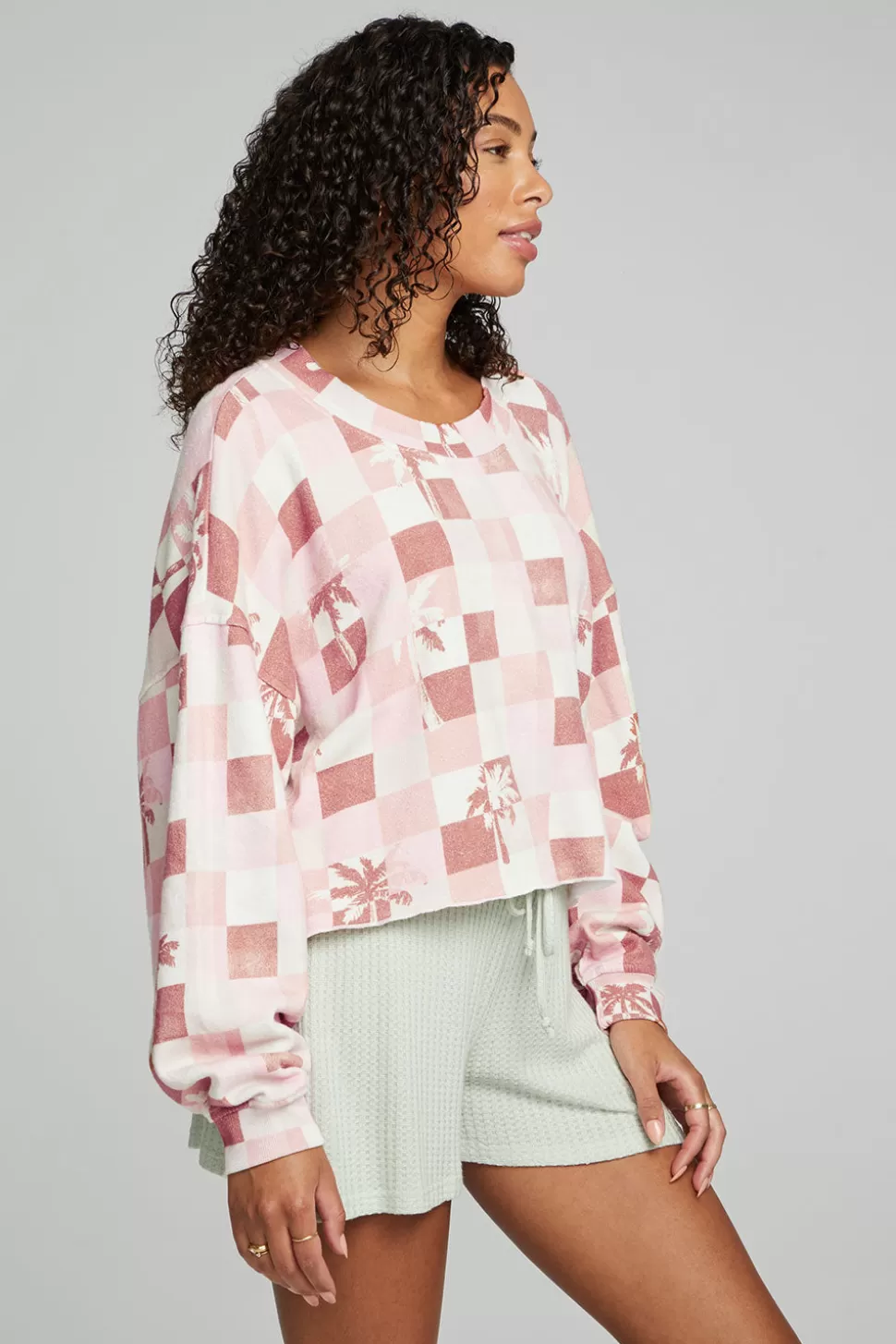 Chaser Brand Checkered Palms Print Pullover Best Sale