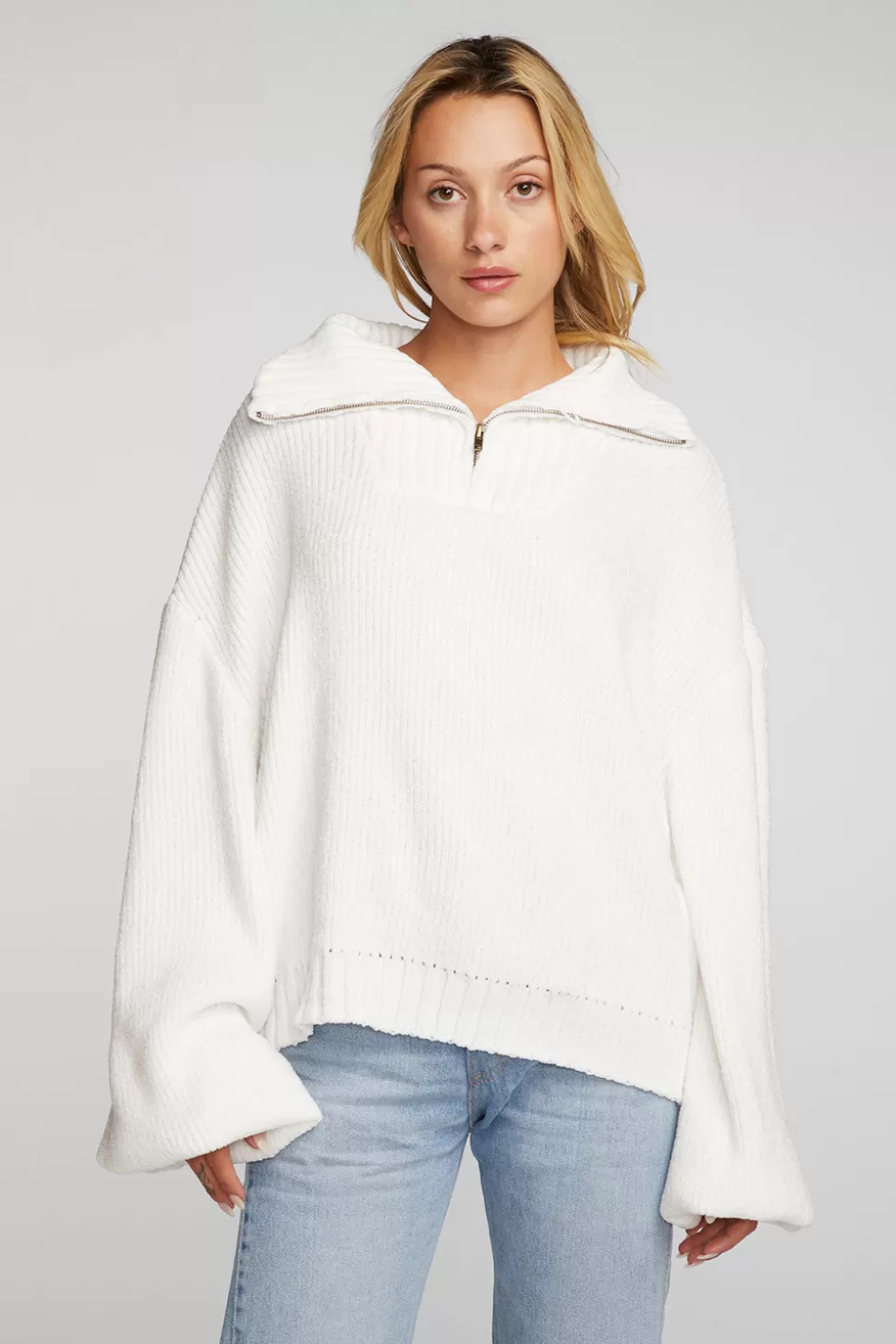 Chaser Brand Chenille Cotton Sweater Knit Half Zip Pullover Cheap