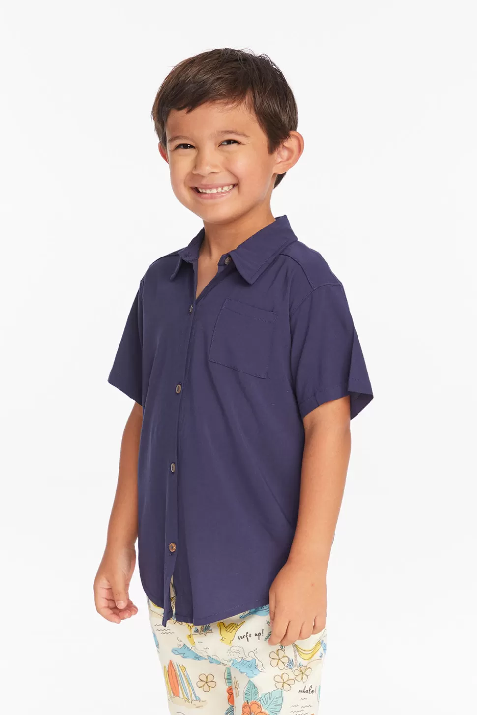 Chaser Brand Collared Sapphire Blue Button Down Boys Shirt Cheap