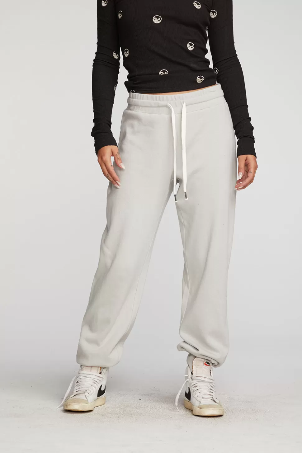 Chaser Brand Cotton Fleece Joggers With Rib And Shoestring Tie Fashion