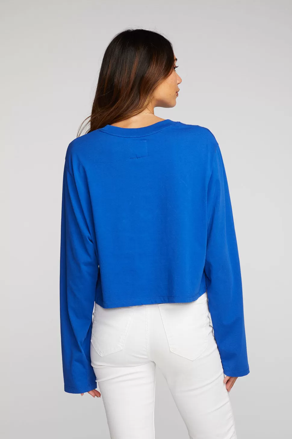 Chaser Brand Cotton Jersey Cropped Long Sleeve Tee Discount