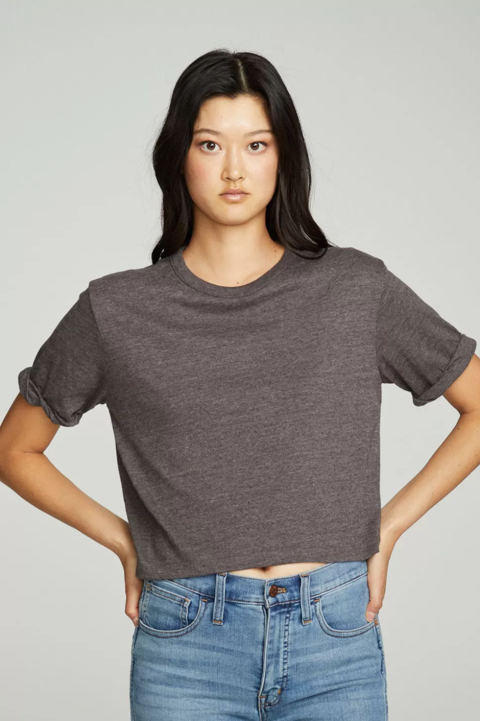 Chaser Brand Cropped Crew Neck Short Sleeve Tee Best