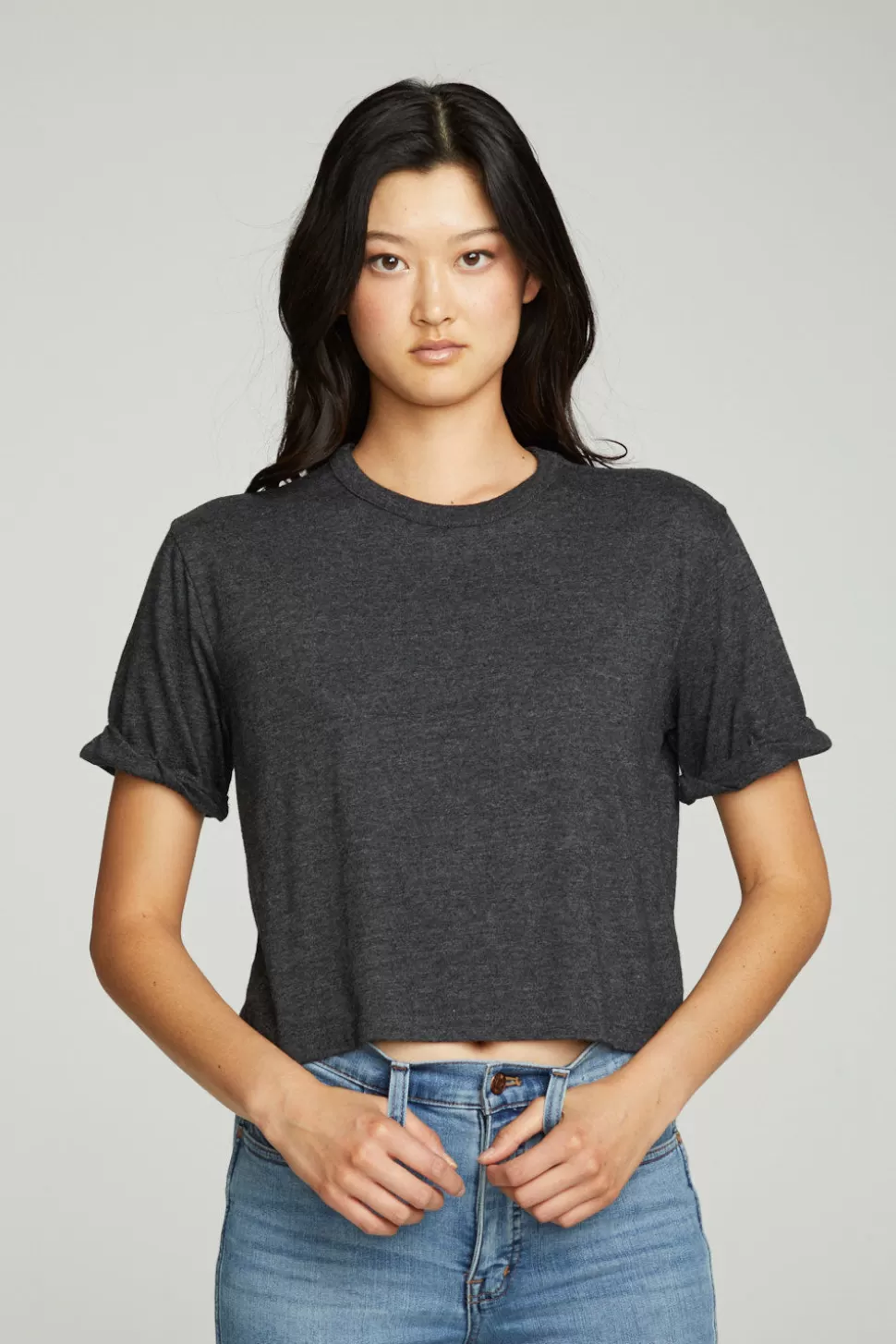 Chaser Brand Cropped Crew Neck Short Sleeve Tee Flash Sale