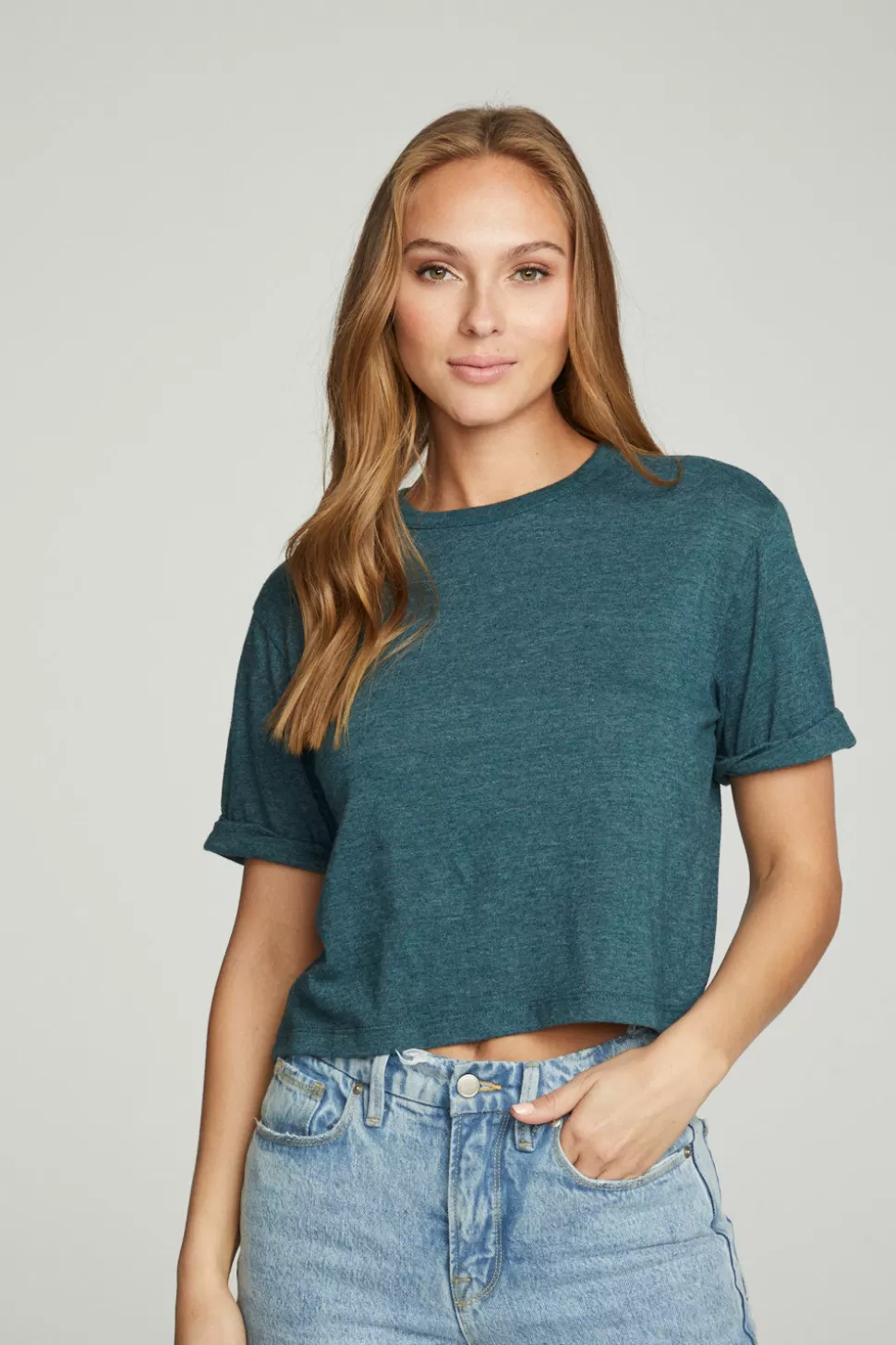 Chaser Brand Cropped Crew Neck Short Sleeve Tee Store