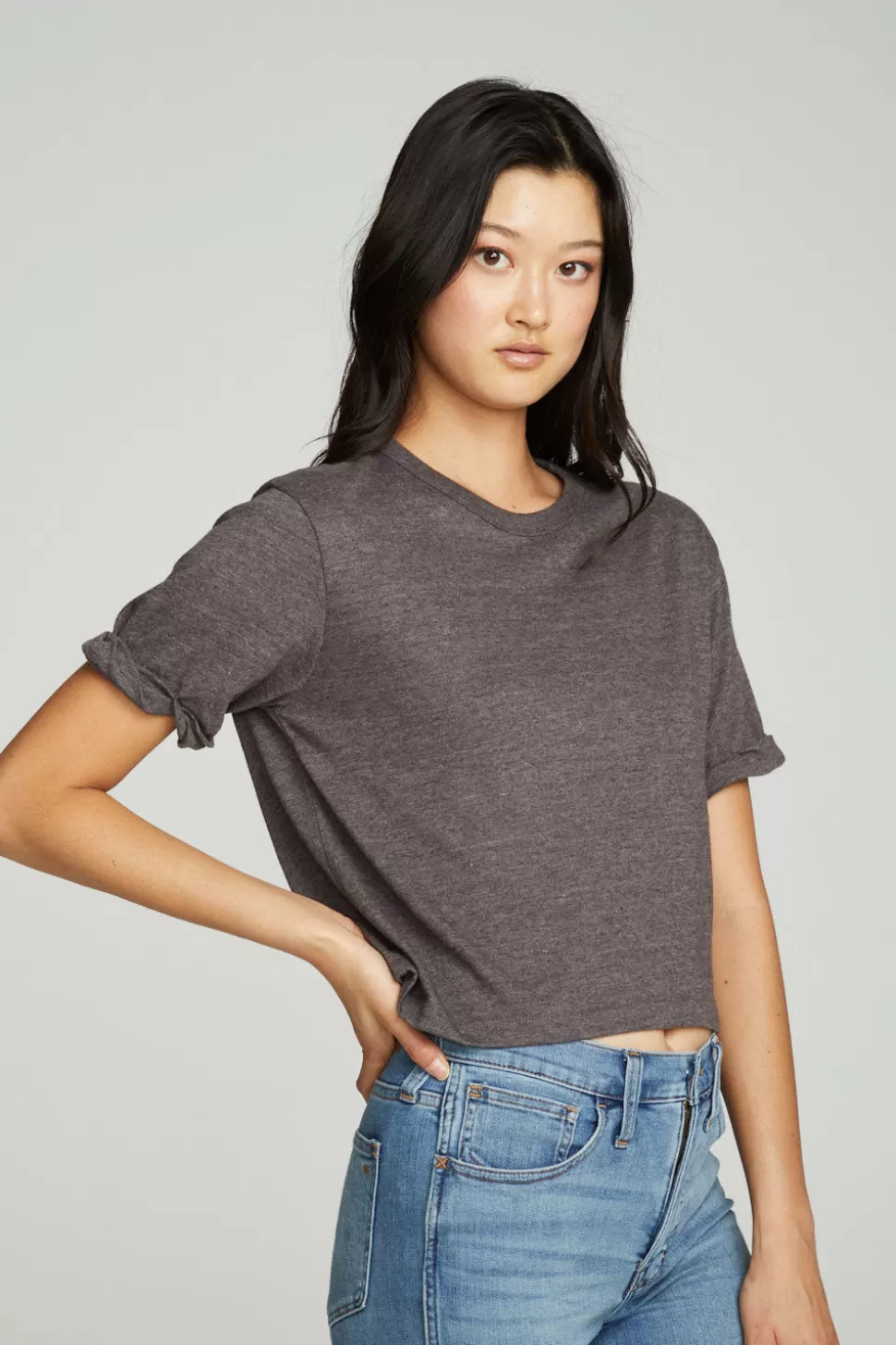 Chaser Brand Cropped Crew Neck Short Sleeve Tee Best