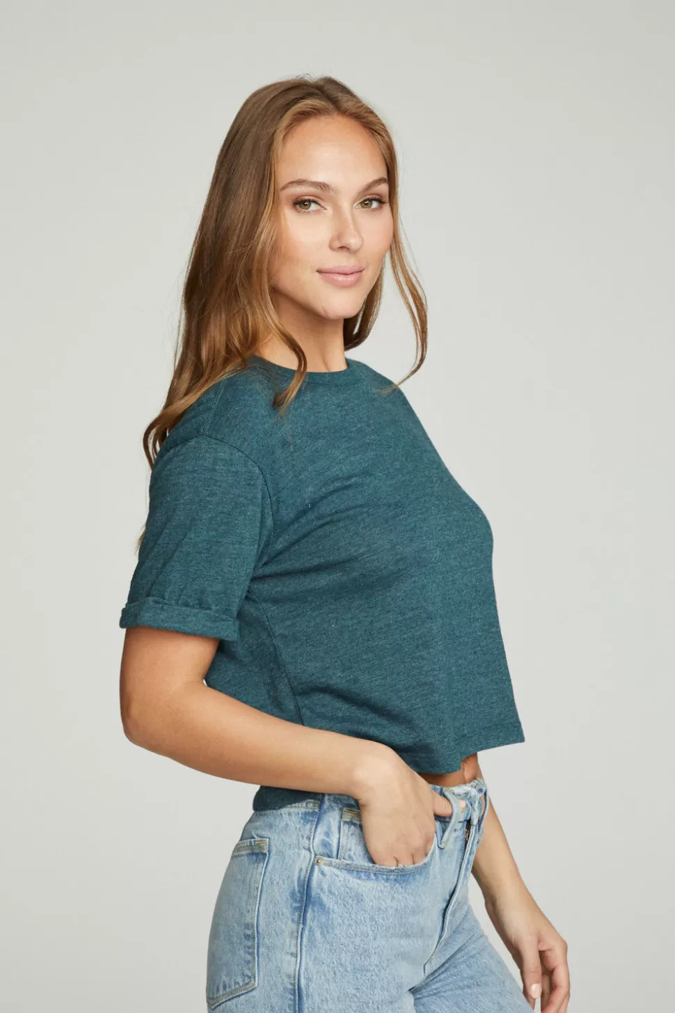 Chaser Brand Cropped Crew Neck Short Sleeve Tee Store