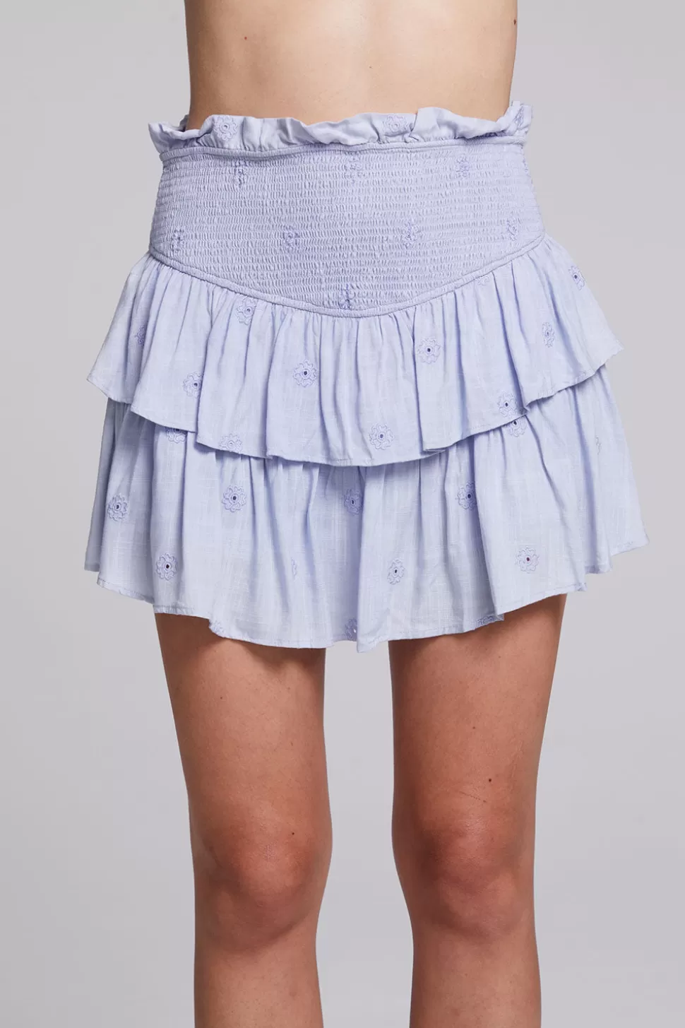 Chaser Brand Cruz Faded Denim Blue Mini Skirt Sale