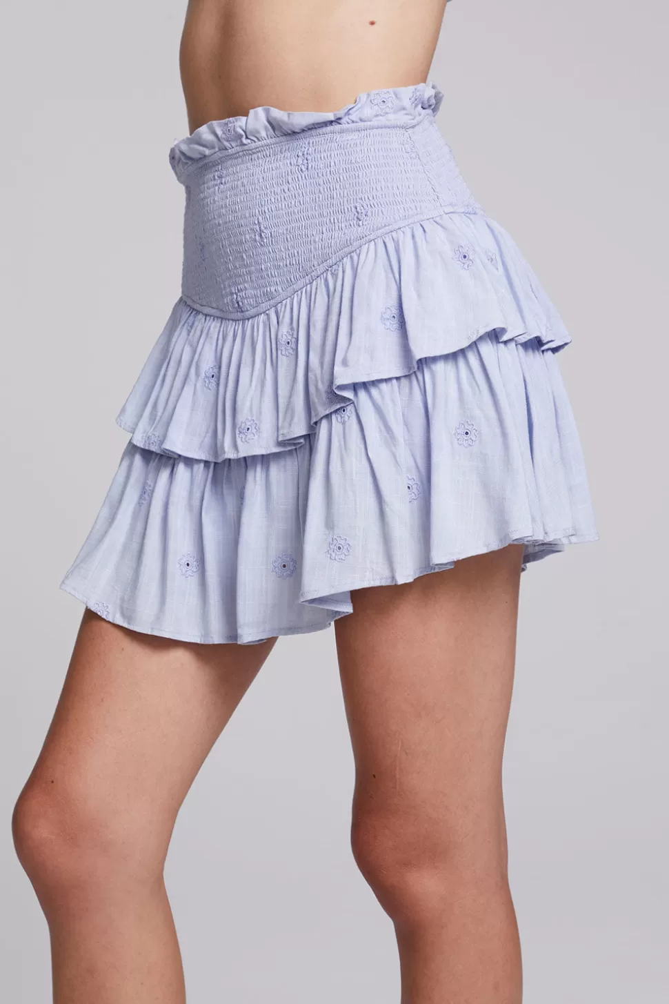 Chaser Brand Cruz Faded Denim Blue Mini Skirt Sale