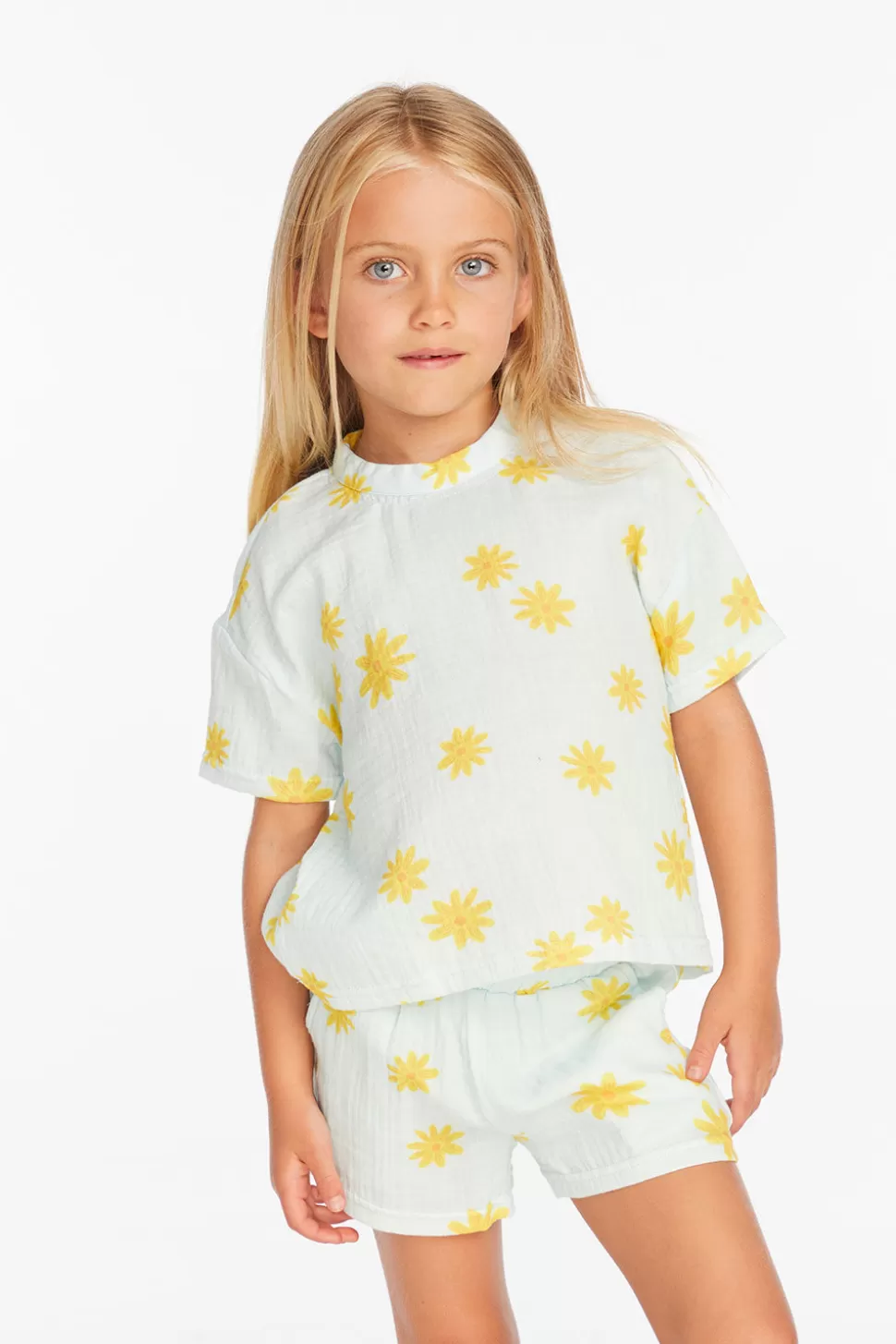 Chaser Brand Devin Powder Blue Daisy Girls Tee Clearance