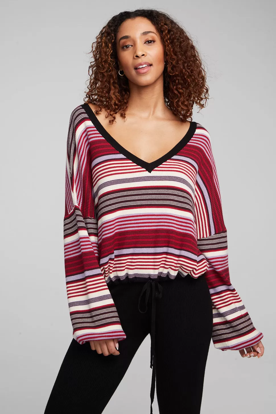 Chaser Brand Diamond Roxy Stripe Long Sleeve Flash Sale