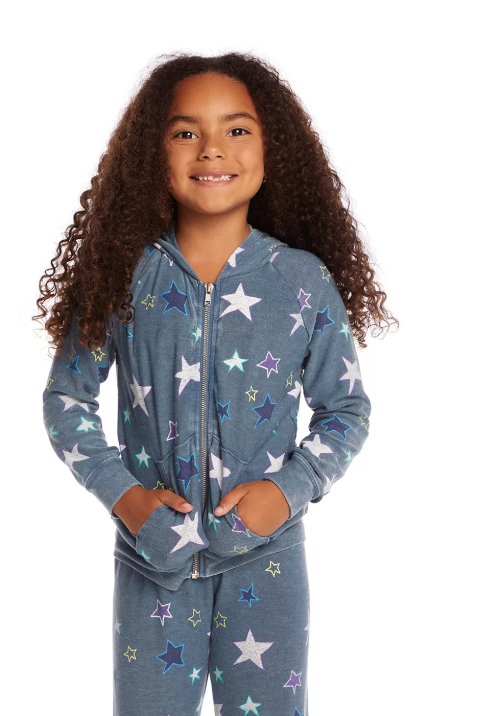 Chaser Brand Embroidery Stars Girls Zip-up Hoodie New