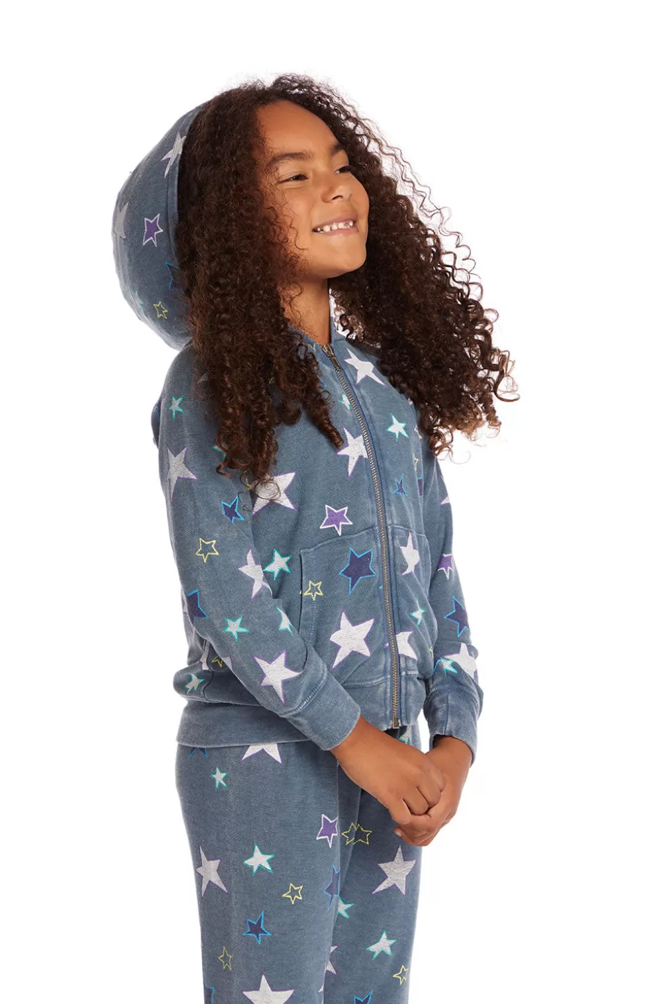 Chaser Brand Embroidery Stars Girls Zip-up Hoodie New