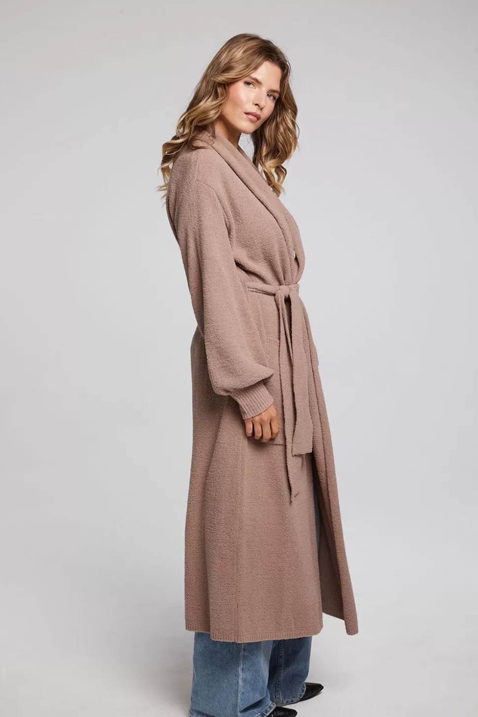 Chaser Brand Evee Warm Taupe Maxi Cardigan Flash Sale