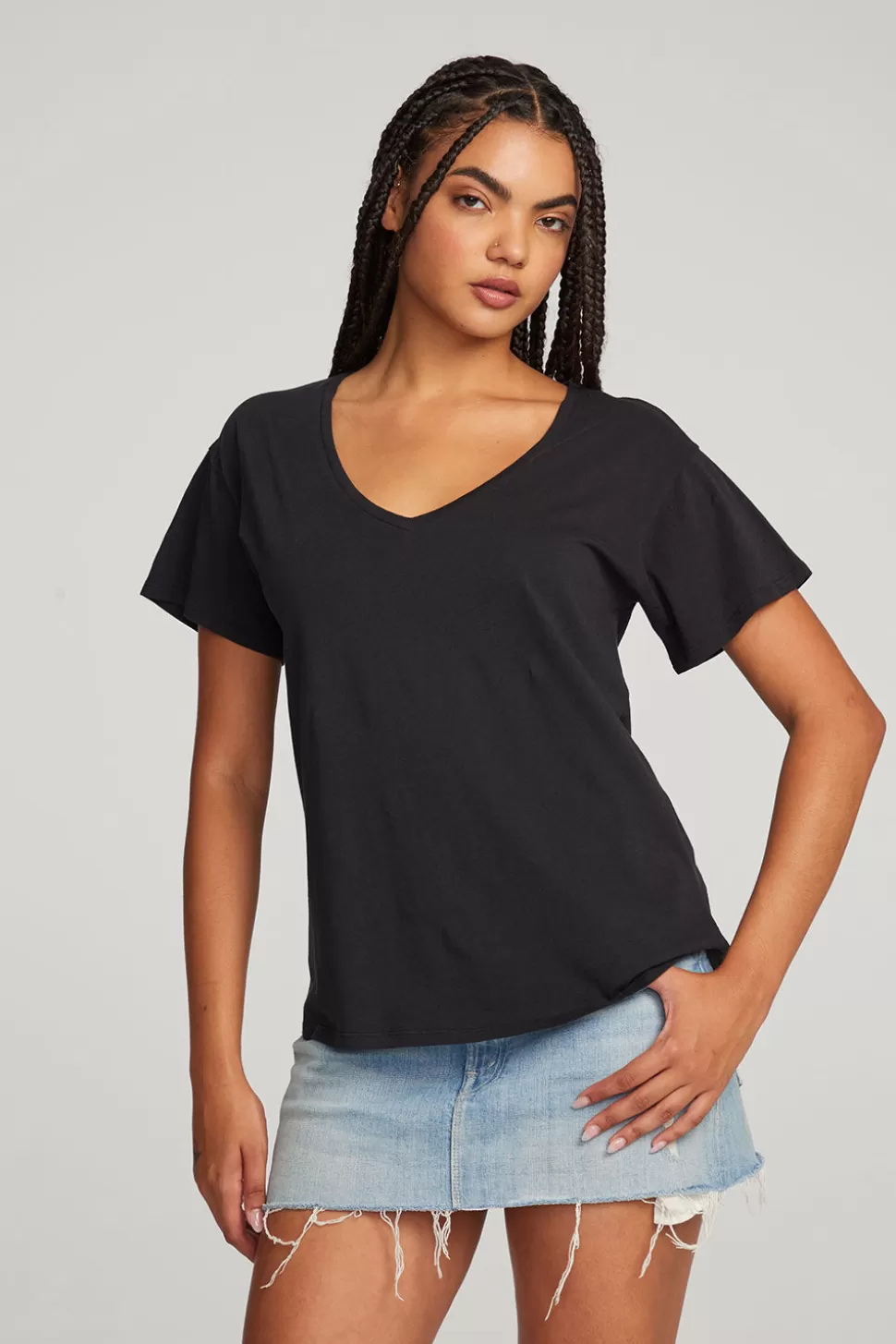 Chaser Brand Everyday Essential Black V-neck Tee Cheap