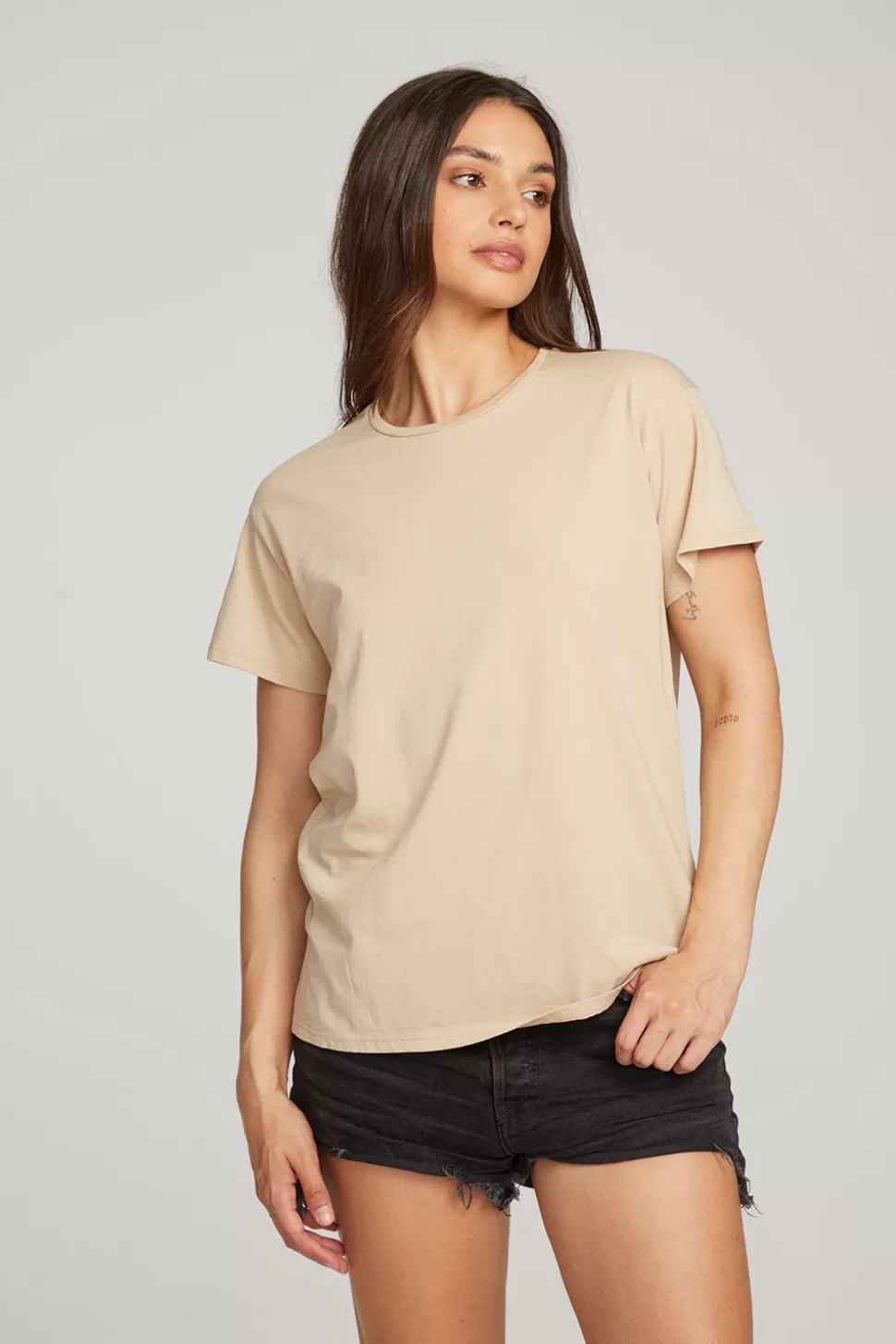 Chaser Brand Everyday Essential Cappuccino Crew Neck Tee Hot