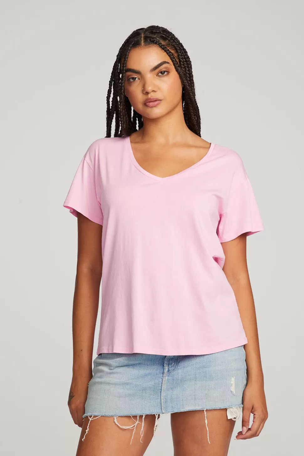 Chaser Brand Everyday Essential Pastel Lavender V-neck Tee Cheap