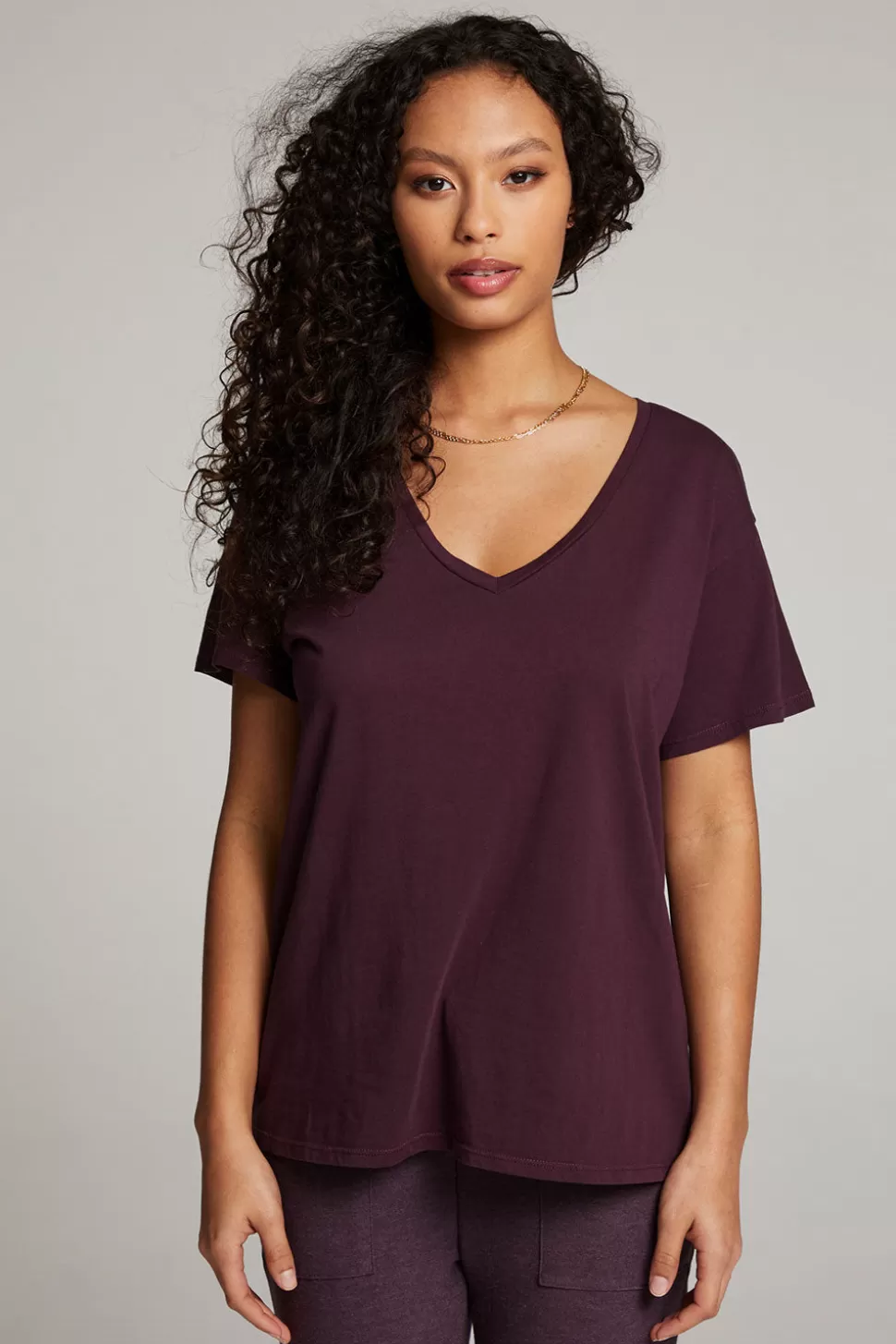 Chaser Brand Everyday Essential Plum Perfect V Neck Tee Shop