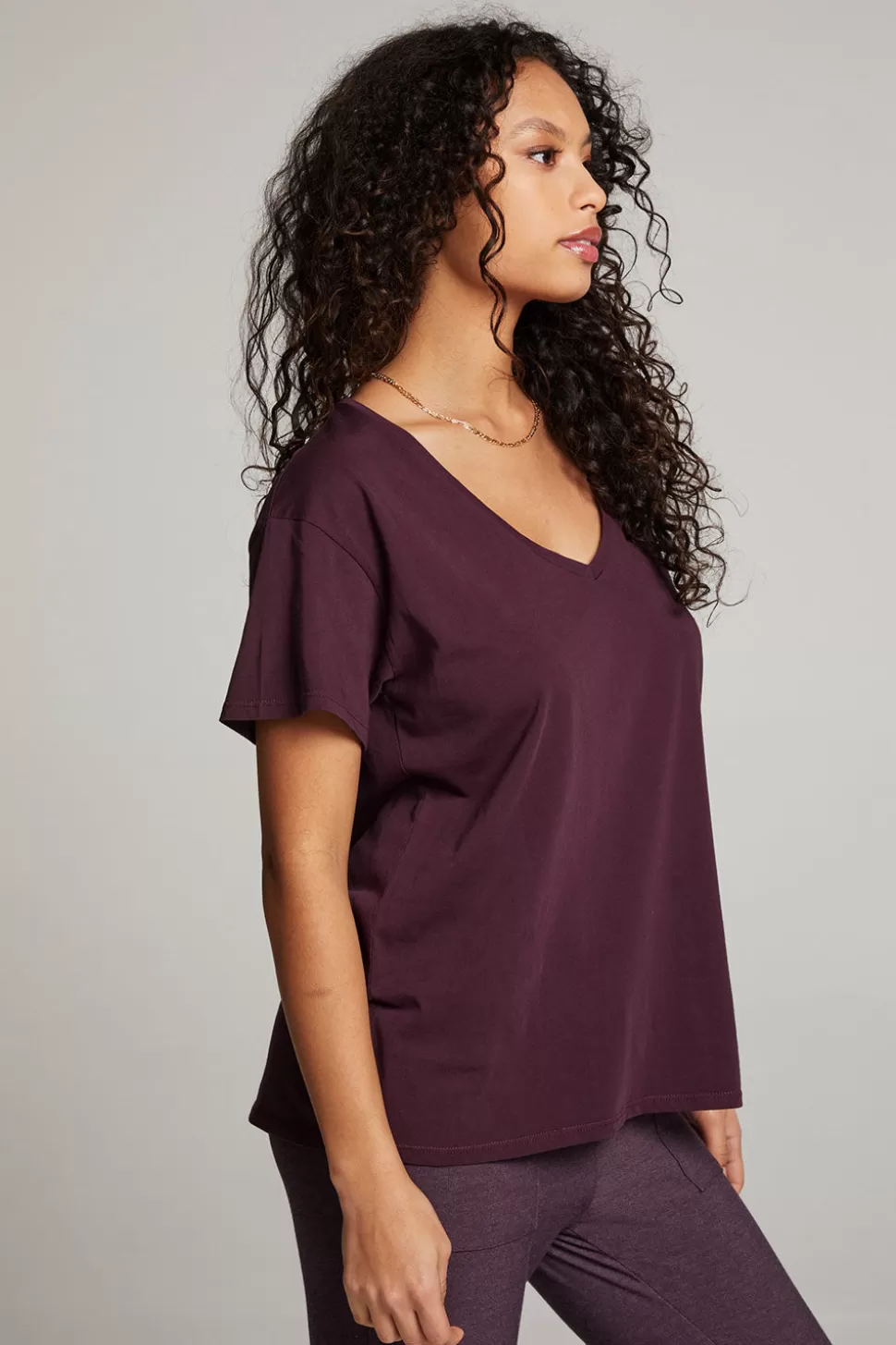 Chaser Brand Everyday Essential Plum Perfect V Neck Tee Shop