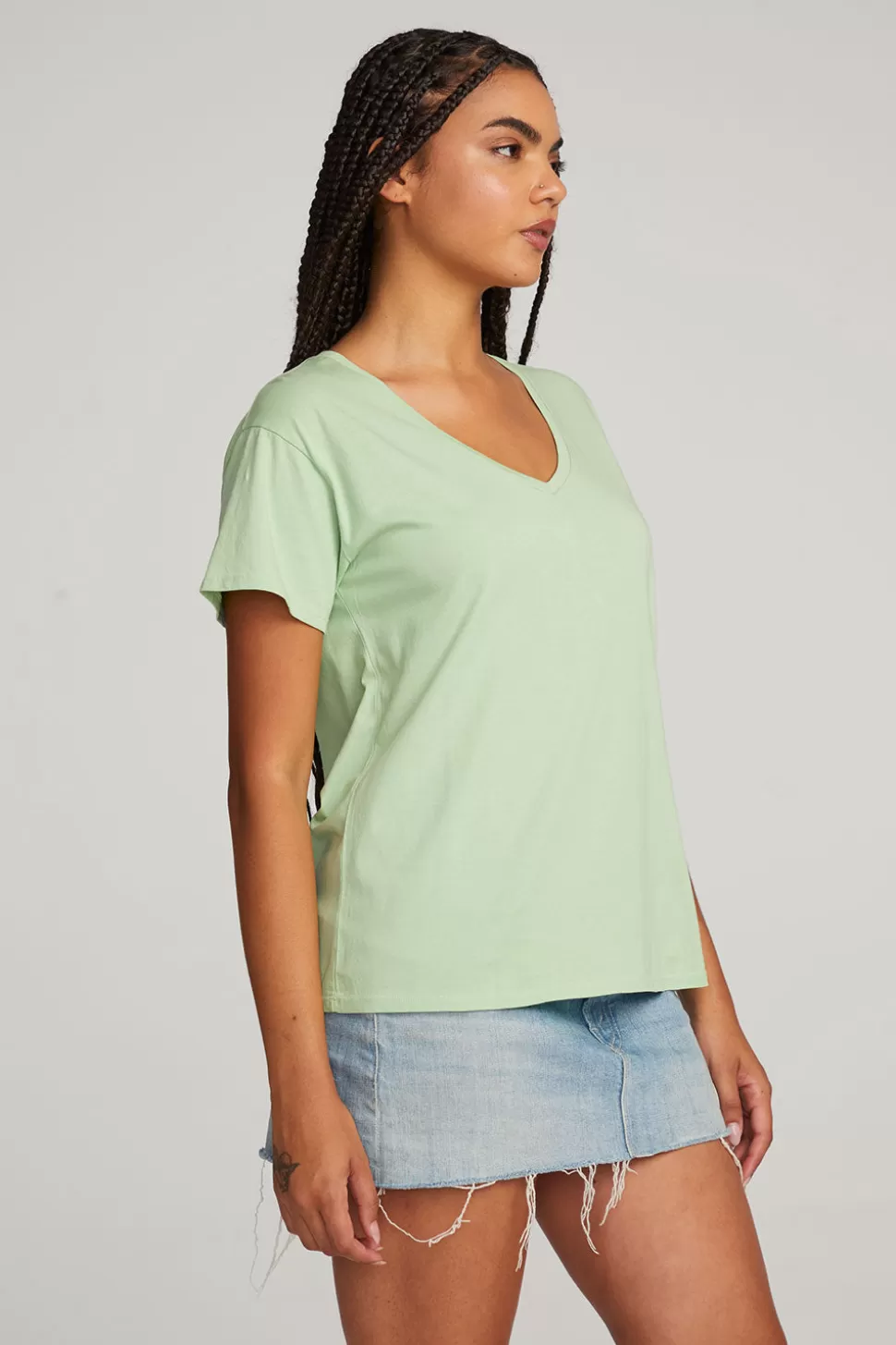 Chaser Brand Everyday Essential Quiet Green V-neck Tee Store